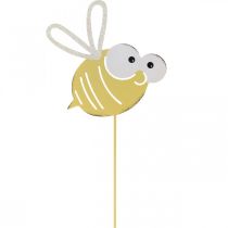 Abelha como plugue, mola, decoração de jardim, abelha de metal amarelo, branco L54cm 3pcs