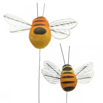Abelha Deco, decoração de primavera, abelha em fio laranja, amarelo B5/6.5cm 12pcs