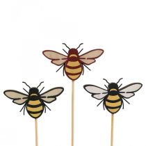 Plugue de abelha plugue de flor de madeira colorido natureza 34cm 12uds