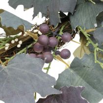 Coroa decorativa de folhas de videira e uvas Coroa de outono de videiras Ø60cm