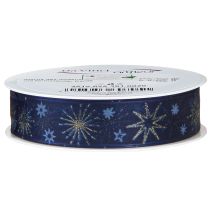 Itens Fita de Natal azul com estrelas douradas 25mm 20m