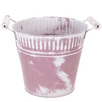 Itens Balde de lata, pintado de roxo e branco, Ø19cm A17cm, 1 unidade.