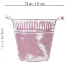Itens Balde de lata, pintado de roxo e branco, Ø19cm A17cm, 1 unidade.