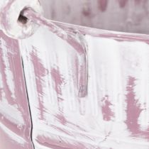 Itens Balde de lata, pintado de roxo e branco, Ø19cm A17cm, 1 unidade.