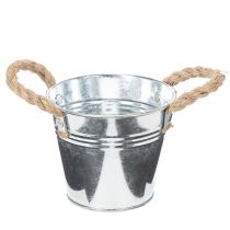Itens Balde de metal brilhante com alças de corda, Ø12cm