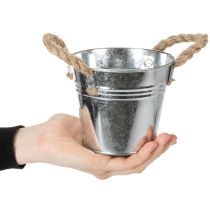 Itens Balde de metal brilhante com alças de corda, Ø12cm