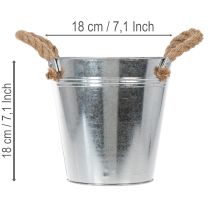 Itens Balde de metal brilhante com alças de corda, Ø18cm