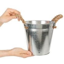 Itens Balde de metal brilhante com alças de corda, Ø18cm