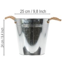 Itens Balde de metal brilhante com alças de corda, Ø25cm