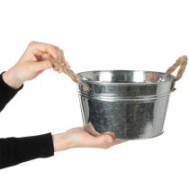 Itens Tigela de metal brilhante com alças de corda, Ø22cm