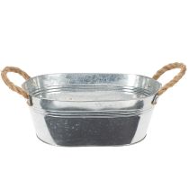Itens Tigela oval de estanho prateado, 30 cm x 17 cm x 10 cm