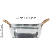 Itens Tigela oval de estanho prateado, 30 cm x 17 cm x 10 cm