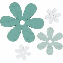 Espalhe flores decorativas verdes, menta, flores de madeira brancas para espalhar 29 unidades