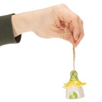 Itens Casinha de fada de cerâmica com flor para pendurar, 6 cm, 6 peças