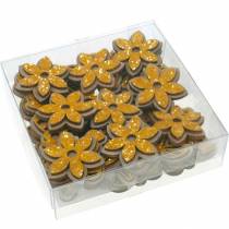 Itens Flores e abelhas para espalhar decorações de madeira laranja primavera 36 unidades