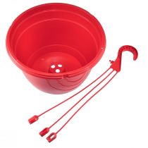 Itens Cesta suspensa vaso de flores vermelho para pendurar Ø25cm Alt.50cm
