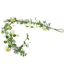 Guirlanda de flores artificiais guirlanda decorativa creme amarelo branco 125cm