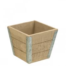 Caixa de flores plantador de madeira shabby chic bege 12,5×14,5×14,5cm