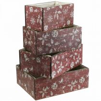 Caixa de flores vaso de natal madeira vermelha conjunto com 4