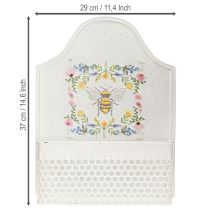 Itens Caixa de flores suspensa de metal abelha cor creme C29cm