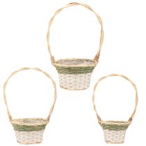Itens Alça para cesta de flores Natural Verde Cinza Branco Ø18–26cm Conjunto de 3