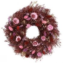 Itens Coroa de flores, coroa de flores secas, vermelho vinho, rosa, Ø25cm