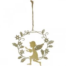 Itens Guirlanda de anjo, decoração de Natal, anjo para pendurar, pingente de metal dourado Alt.14cm L15.5