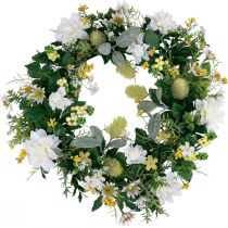 Itens Guirlanda de porta decoração de parede flores dálias banksia branco Ø35cm