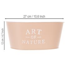 Itens Vaso oval de zinco para flores, rosa antiga, 27×18cm, A12,5cm