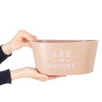 Itens Vaso oval de zinco para flores, rosa antiga, 27×18cm, A12,5cm