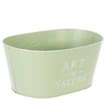Itens Vaso oval para flores em zinco verde menta, 27×18cm A12,5cm