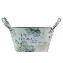 Itens Floreira com alças hortênsias ovais de metal 32×15×15cm