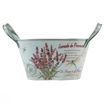 Itens Floreira com alças oval metal lavanda 32×15×15cm
