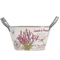 Itens Floreira com alças oval metal lavanda 26×13×14,5cm