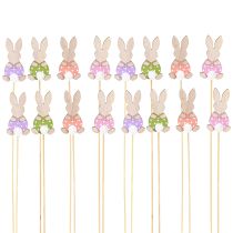 Itens Vara de flor coelho colorido decoração de madeira páscoa 6cm 12 peças