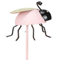 Itens Vara Flor Joaninha Metal Verde Rosa 7x4cm 6 Unidades