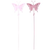 Itens Plug flor borboleta metal rosa C24cm 12 un
