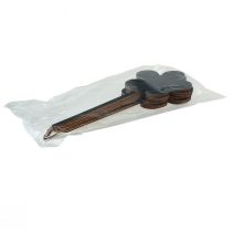 Itens Conjunto de 6 mini placas de madeira pretas para decoração de flores, Ø10cm.