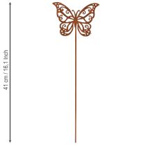 Itens Estacas de metal para flores, com design rústico, decoração de borboleta, 10×7cm, 3 peças