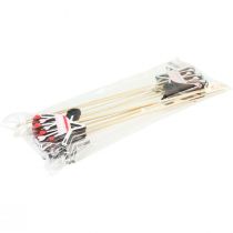 Itens Flor plug carrinho de mão corações de madeira coloridos 9x6,5cm 12 un