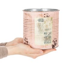 Itens Vaso de flores decorativo em lata, cor salmão, de metal, Ø15,5cm A15cm