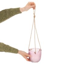 Itens Vaso de vidro para flores/lanterna suspensa, roxo/verde, 14 cm, 2 peças
