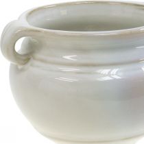 Itens Floreira com pega cachepot vaso de cerâmica branco Ø10cm