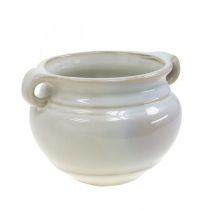 Itens Floreira com pega cachepot vaso de cerâmica branco Ø10cm