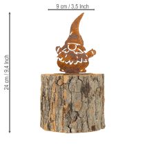 Itens Vaso de madeira para plantas, casca de gnomo, ferrugem, altura 24 cm