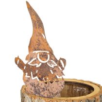 Itens Vaso de madeira para plantas, casca de gnomo, ferrugem, altura 24 cm
