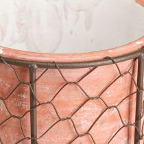 Itens Vaso de flores cesto de malha de cerâmica metal marrom Ø30cm Alt.11,5cm