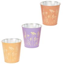 Itens Conjunto de 3 Vasos de Metal com Motivo Floral em Pastel 10cm