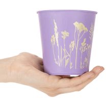 Itens Conjunto de 3 Vasos de Metal com Motivo Floral em Pastel 10cm