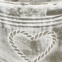 Itens Vaso de flores estilo shabby chic, floreira de metal em formato de coração, Ø17,5 cm, A15,5 cm